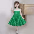 thumbnail image 2 of FAOWME Kids Girls Strap Spliced Polka Dot Vintage Children Dress Princess Dress Green 11-12 Years, 2 of 6