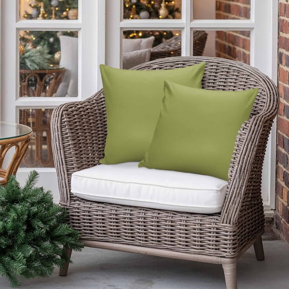 Outdoor Pillow Covers Waterproof Pillow Cases Protector Color Olive Pillowcase Pack of 2 Solid Throw Cushion Case for Pation Furniture,Couch,Living Room Sofa,16X16IN