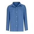 thumbnail image 2 of Dasayo Cotton Linen Women's Tops Blue Long Sleeve Business Casual Collared Solid Button-Up Shirts Womens Tees L, 2 of 5