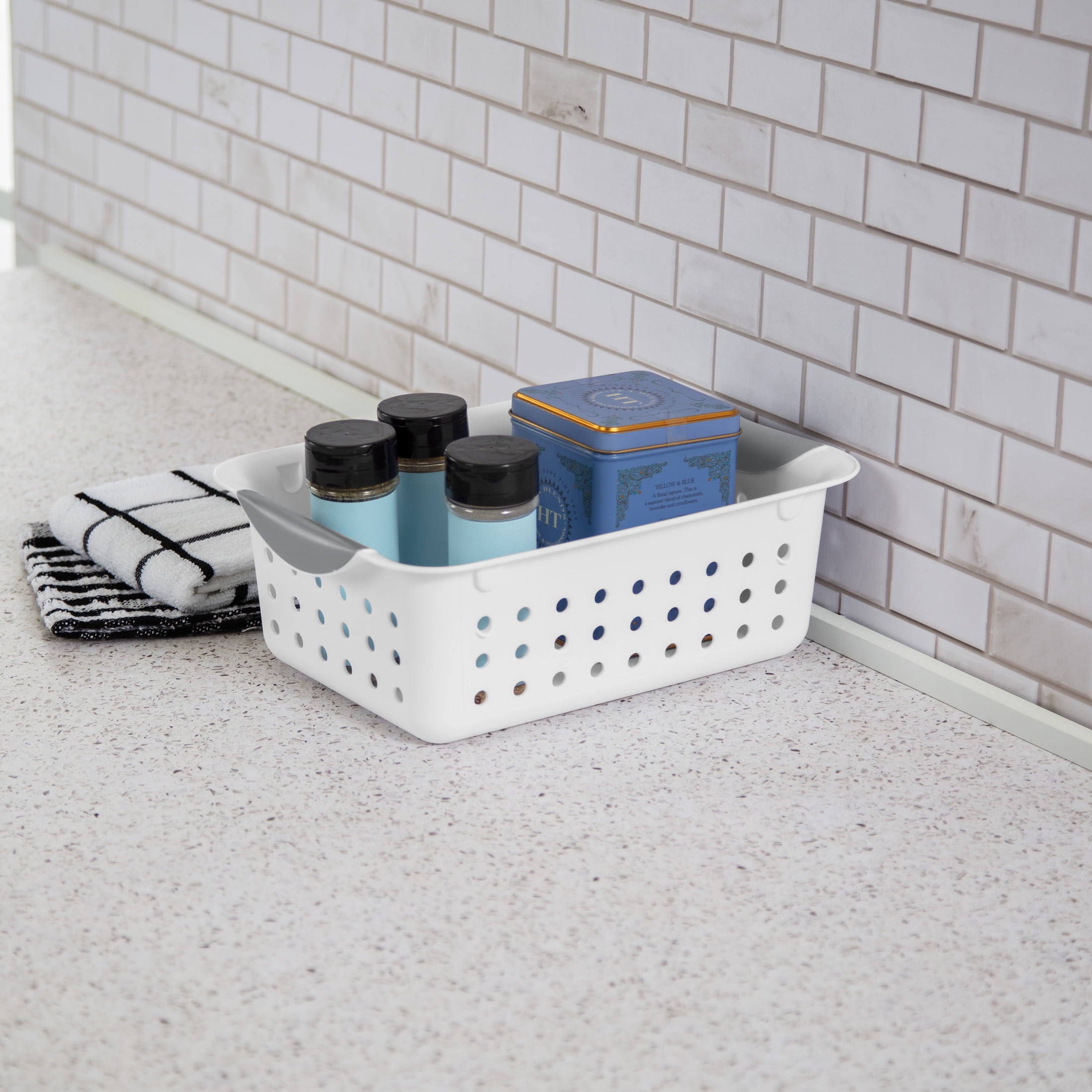 Sterilite Small Ultra™ Basket, Open Plastic Storage Bin, Versatile Organization Solution, White, 12 Count