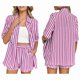 thumbnail image 2 of Conjunto de Dos Piezas para Mujer 2026: Camisa A Rayas y Pantalones Cortos. Rosa Roja L, 2 of 7