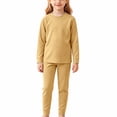 thumbnail image 2 of TIREOW Girls and Boys Thermal Underwear 2 Piece Set Solid Color Crewneck Long Sleeve Top and Matching Pants Loungewear Sleepwear Set, 2 of 5