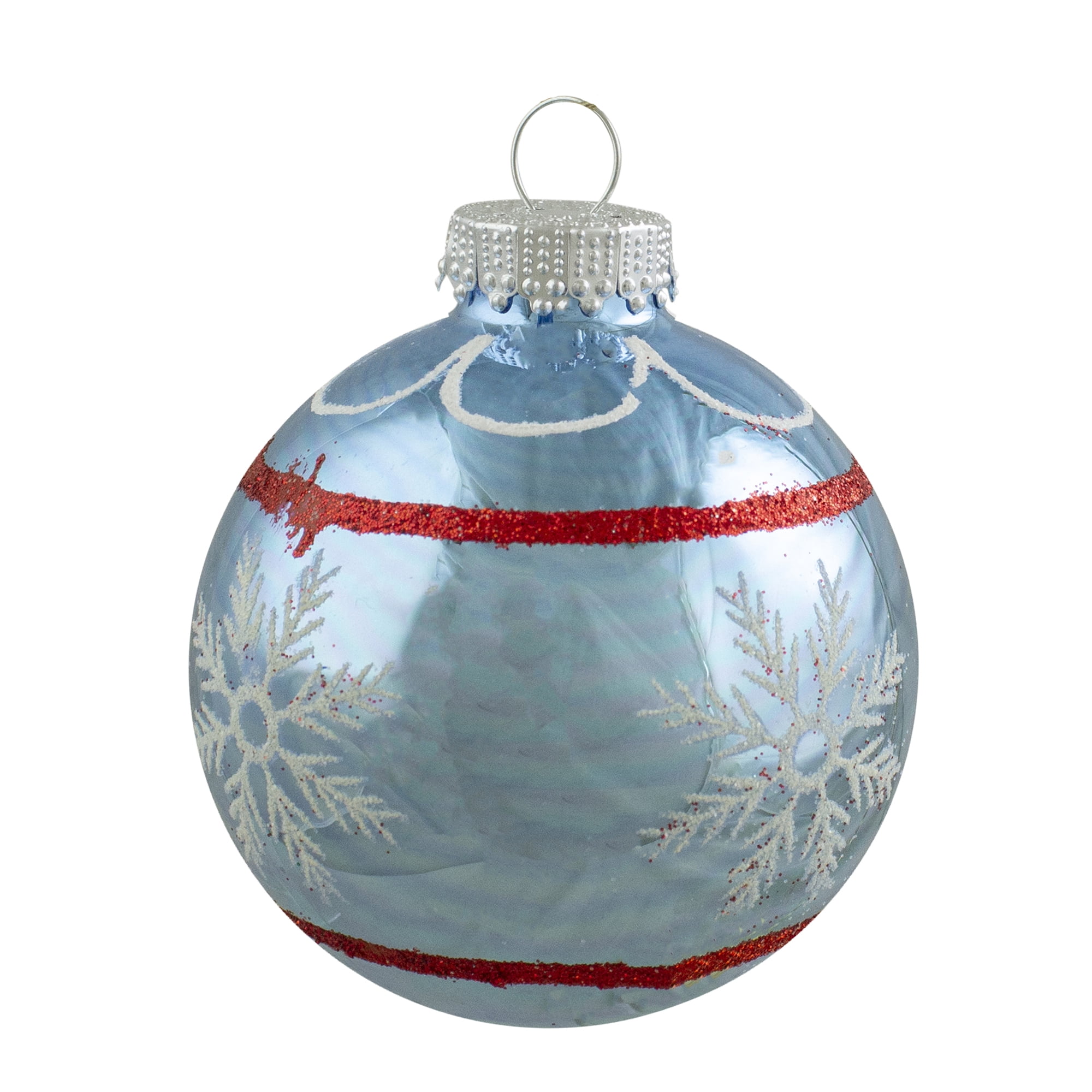 4-Piece Blue and Silver Onion Shaped Glass Christmas Ornament Set 3.5" (90mm)