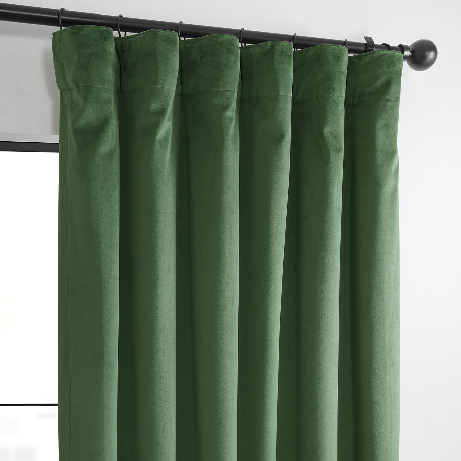 HPD Half Price Drapes Basic Deluxe Velvet Room Darkening Curtains with Rod Pocket - 2 Panels Set - Window Curtains for Living Room & Curtains for Bedroom, 50W X 108L, Green