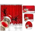 thumbnail image 4 of Juego de cortinas de ducha de Navidad para baño, 4 piezas de cortina de ducha de Navidad/alfombras de baño antideslizantes/tapa de inodoro/alfombra de baño, decoración divertida de alce brillar  Electrónica, 4 of 5
