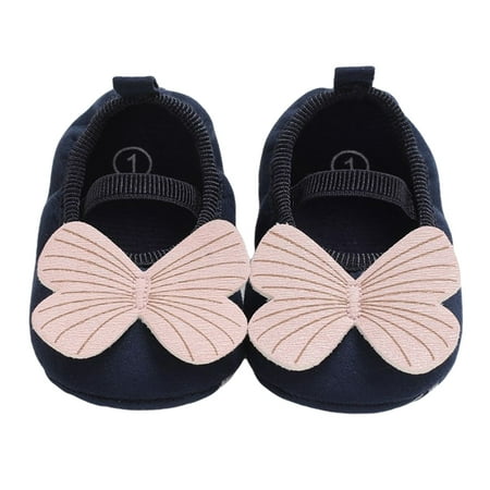 

Pudcoco Baby Girl Baptism Shoes Flats Ribbon Bow Non-Slip Crib Shoes