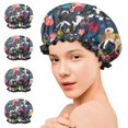 thumbnail image 7 of Shower Caps,Shiba Inu and Pioneer Flower Waterproof Shower Cap for Women 4 Pieces,Double Reusable Hair Cover for Shower PEVA Elastic Stretch Hem, 7 of 7