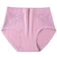 thumbnail image 4 of Oksale Plus Size Cotton Underwear Women Sexy Lace Panties High Waisted Breathable Panty Briefs Soft Cozy Solid Color Underpants Purple 6XL, 4 of 10