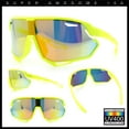thumbnail image 2 of Boys Color Mirror Sportsmans Shield Oversized MTB Wrap Around Plastic Sunglasses Yellow - Yellow Mirror, 2 of 7