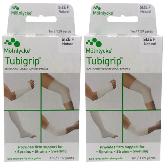 Molnlycke 1523 Tubigrip Compression Tubular Bandage Size F 4" x 1M - Pack of 2