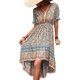 thumbnail image 3 of Txlixc - Vestido de manga corta para mujer, estilo vintage, estampado, cuello en V, con lazo, sin espalda, irregular, midi Txlixc  Moda, 3 of 9