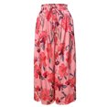 thumbnail image 4 of Bibifish Womens Pants Floral Print Ruffled Waist Elastic Drawstring Pants Silky Wide Leg Fit Casual Garden Parties Charming Pants, 4 of 4
