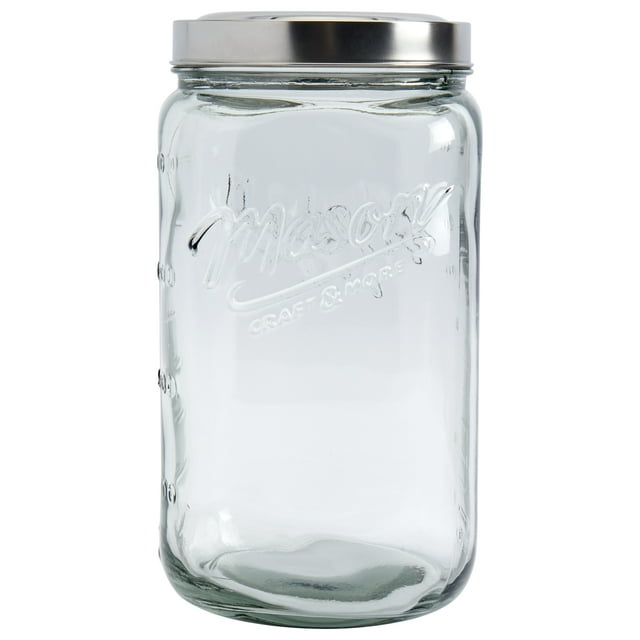 Mason Craft And More 4.6 Liter Square Glass Extra Large Canister With Pop Up Lid
