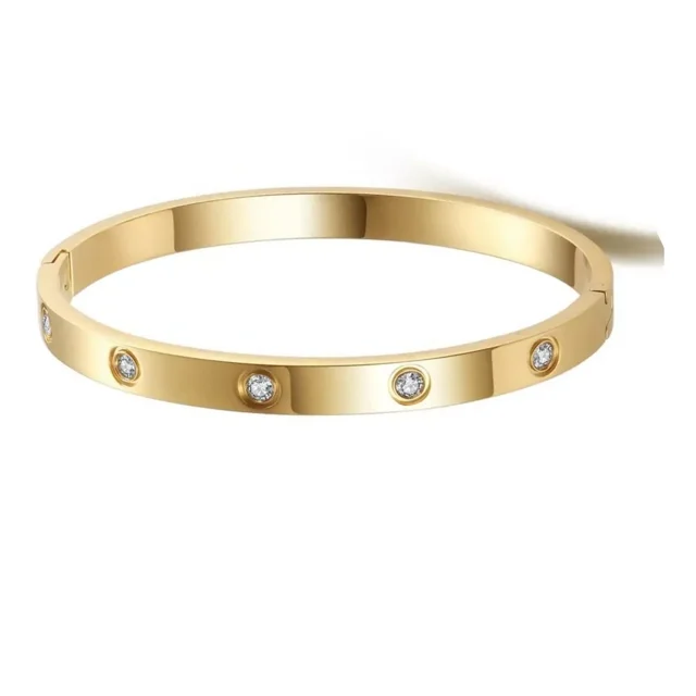 Pulsera de lujo Ryscom con cristales de zirconia dorado casual