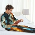 thumbnail image 6 of Salouo Red And Blue Flame Wave Dragon Print Button-Front Long Sleeve Pajama Set for Men, Soft 2Pjs Men's Long Sleeve Sleepwear-Large, 6 of 7