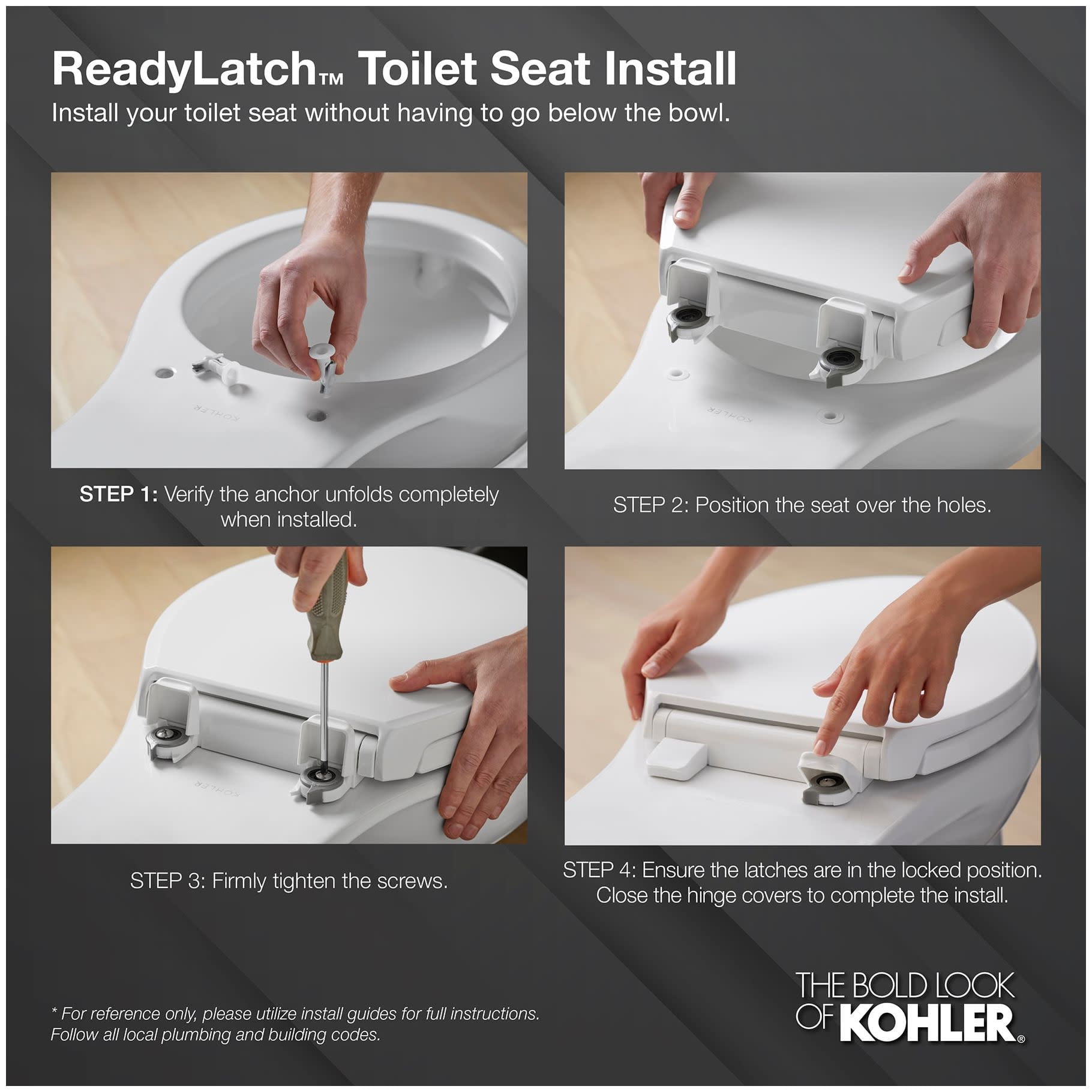 Open Box Kohler K-24494-A Border Round Closed-Front Toilet Seat - Off White