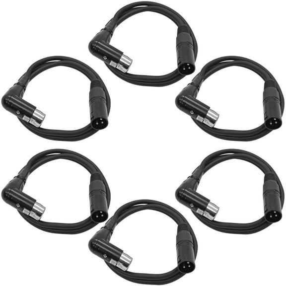 Seismic Audio 6 Pack 3 Foot Right Angle XLR Female to XLR Male Microphone Patch Cables PA DJ - SA-RSX3-6Pack