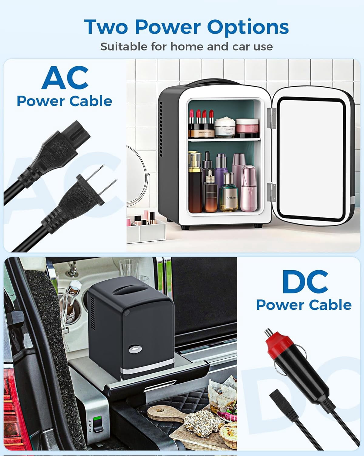 Fridge for Bedroom, 4L Skincare Cooler Warmer with Adjustable Shelves for Makeup Medicine Beverage Car Office Dorm Black