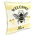 thumbnail image 4 of Jordan Manufacturing 16" x 16" Welcome to Our Hive Yellow and Multicolor Novelty Reversible Square Outdoor Throw Pillow with Welt, 4 of 13