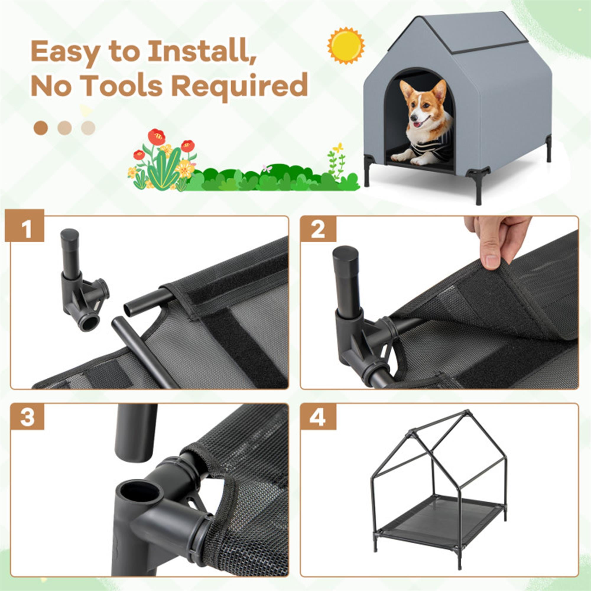 Pefilos 36" Dog House for Small Dogs, Outside Elevated Dog Bed, Weatherproof Dog Kennel for Indoor and Outdoor, Portable Dog Shelter Cot with Ventilated Windows, Gray Pefilos 36" Dog House for Small Dogs, Outside Elevated Dog Bed, Weatherproof Dog Kennel for Indoor and Outdoor, Portable Dog Shelter Cot with Ventilated Windows, Gray