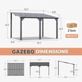 thumbnail image 2 of BaPiPro 14'x10' Hardtop Gazebo, Wall Mounted Lean-To Pergola for Patio, Aluminum Frame & Polycarbonate Roof, Waterproof Outdoor Canopy for Backyard, Porch, Deck, 2 of 7