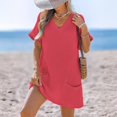 thumbnail image 4 of Delconic Fashionable Women's V-neck Pocket Casual Color Knitted Swimsuit Cover Hot Pink M, 4 of 6