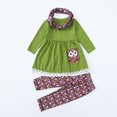 thumbnail image 2 of Wamejoo Toddler Girls' Outfits Two Piece Kids Fall Winter Animal Print Cotton Long Sleeve Tops Pants Headbands Sets for Girls, 2 of 9