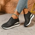 thumbnail image 2 of Womens Platform Wedge Slip on Walking Shoes Breathable Heart Hollow out Leather Fall Casual Loafers Sneakers, 2 of 5