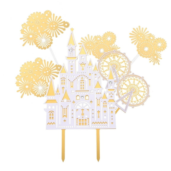 KALLORY Cake Toppers Acrylic Castle Shape 7Pcs 8.45x4.52x0.3In For Birthday Party Decorations
