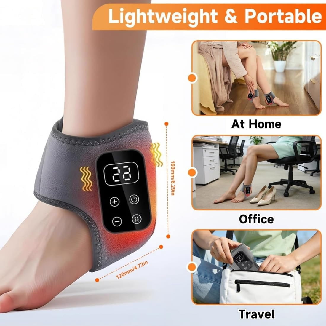 Foot Advanced Renew Triple Method Massager,Cordless Foot Massager with Heat and Vibration,Portable for Home Travel Use