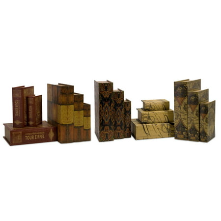 Set of 15 Novel Old-World Style Decorative Wooden Book Boxes - Walmart.com