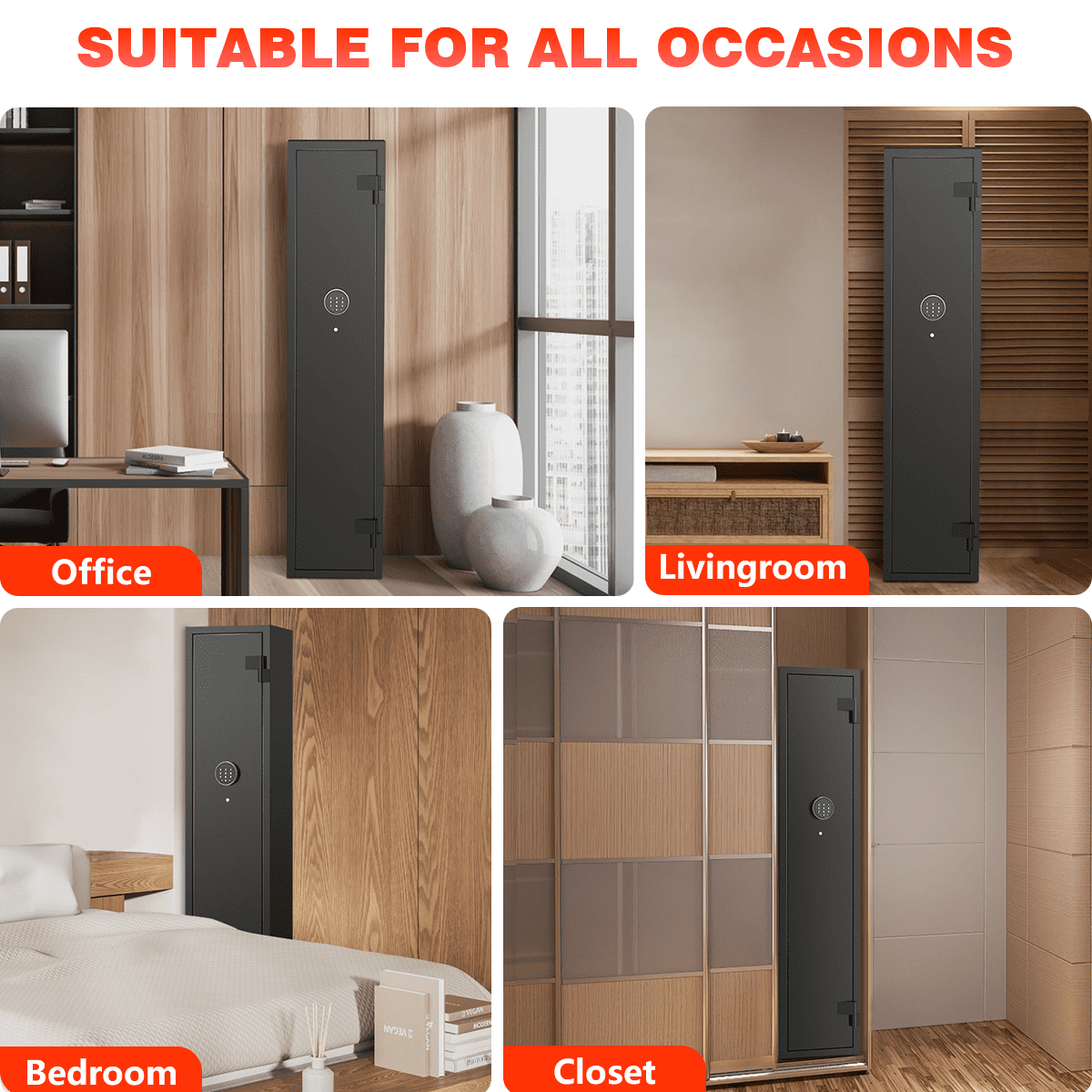 Gemaisil 2-4 Long Gun Safes, Quick Access Gun Cabinets with Alarm System & Gun Racks, Rifle & Pistol Security Cabinet for Home Storage