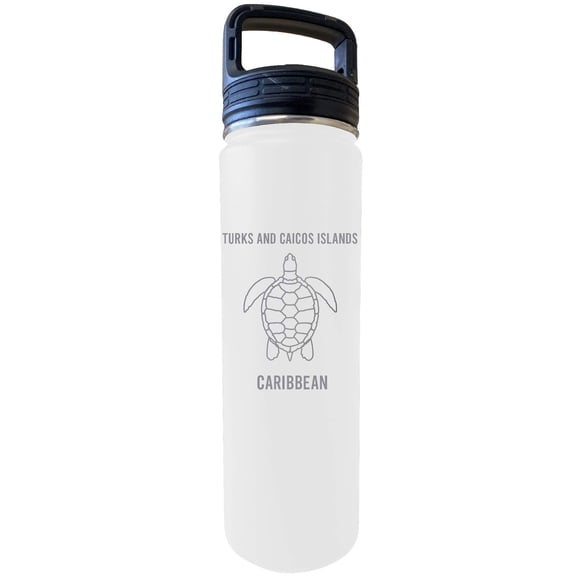 R and R Imports Bouteille d'Eau en Acier Inoxydable à Double Paroi Isolée, Souvenir des Caraïbes 32 Oz, Gravée Blanche