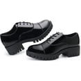 thumbnail image 5 of JABASIC Women Platform Oxford Shoes Mid Heel Lace-up Oxfords (10,Black), 5 of 6