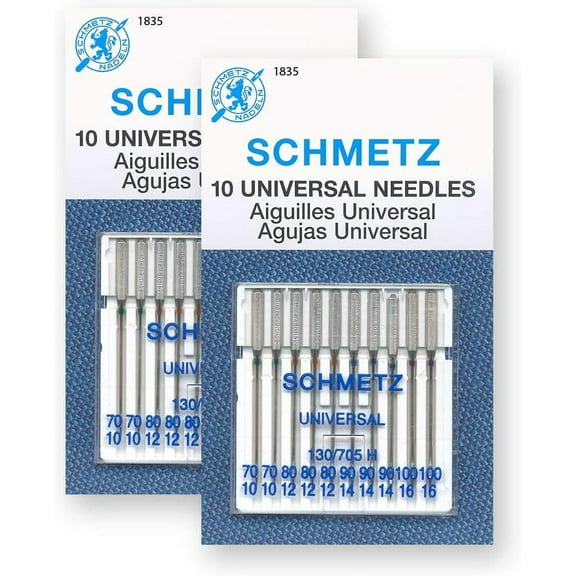 20 Schmetz Universal Sewing Machine Needles - Assorted Sizes - 2 Cards