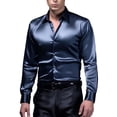 thumbnail image 5 of Mens Casual Satin Silk Button Down Dress Shirt Slim Fit Party Long Sleeve Shirts, 5 of 15