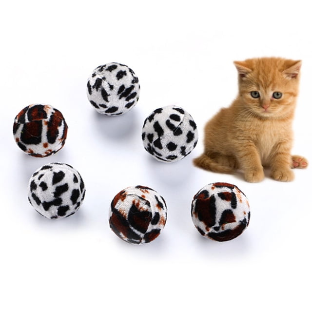 Trayknick 5Pcs Cat Kitten Funny Zebra-stripe Leopard Ball Play Toy Teaser Interactive Pet Random Color