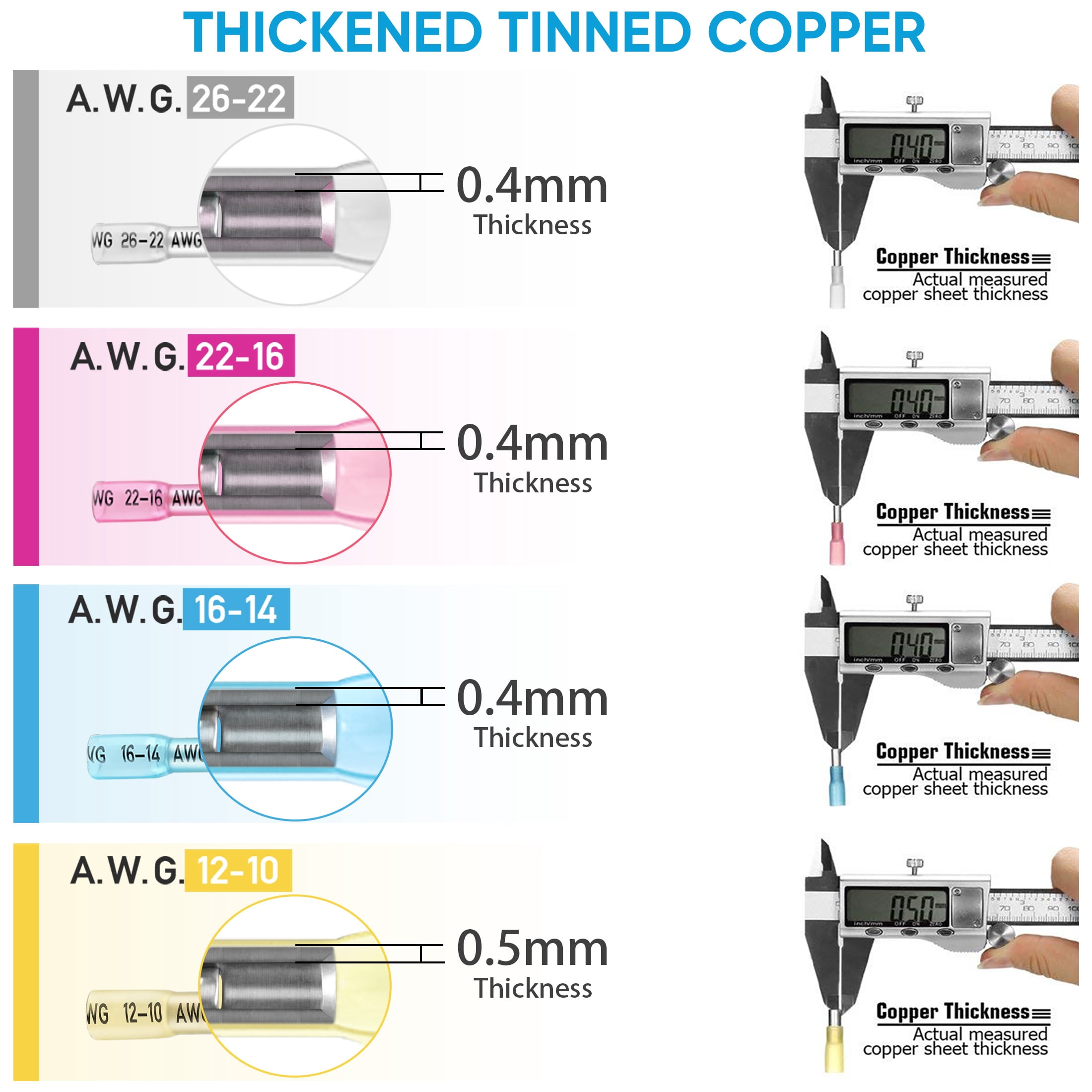 TICONN 300pc Heat Shrink Butt Connectors Kit, Waterproof Wire Crimp Terminals