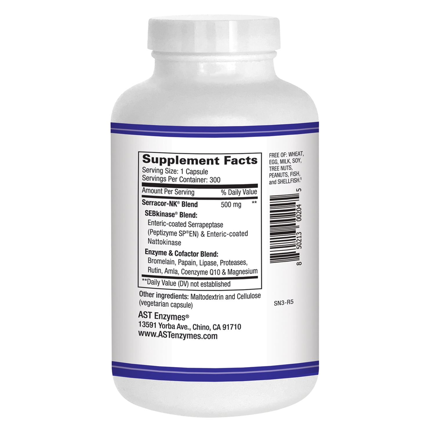 AST Enzymes Serracor-NK Systemic Enzyme Formula, 90 Vegetarian Capsules
