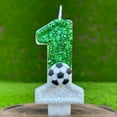 thumbnail image 3 of Football Birthday Candles Number Candle for Cake Decoration 3D Glitter Green Candle Topper for Cupcake Supplies for Celebrations and Parties, 3 of 3
