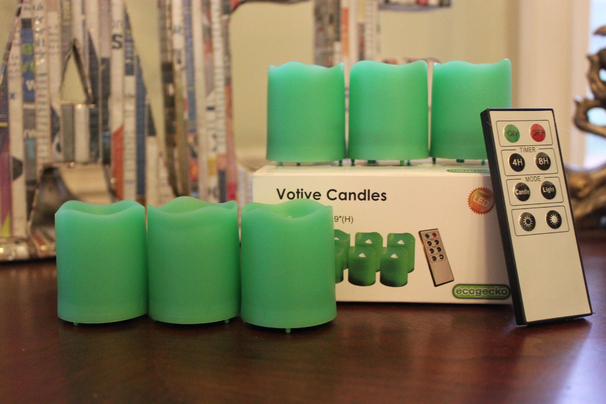 EcoGecko Indoor Outdoor Weatherproof Flameless Warm Glow Votive Candles