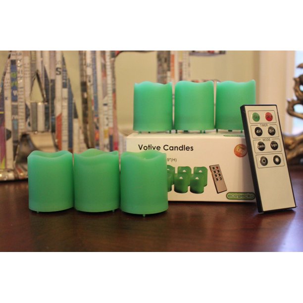 EcoGecko Indoor Outdoor Weatherproof Flameless Warm Glow Votive Candles