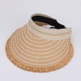 thumbnail image 5 of Summer Hats for Women Women Foldable Wide Brim Straw Empty Top Sun Hat Beach Beige One Size, 5 of 9
