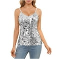 thumbnail image 2 of Maplenight Sequin Tops for Women Sparkly Shiny Cami Tank Top Glitter Party Strappy Camisole Concert Outfits, 2 of 9