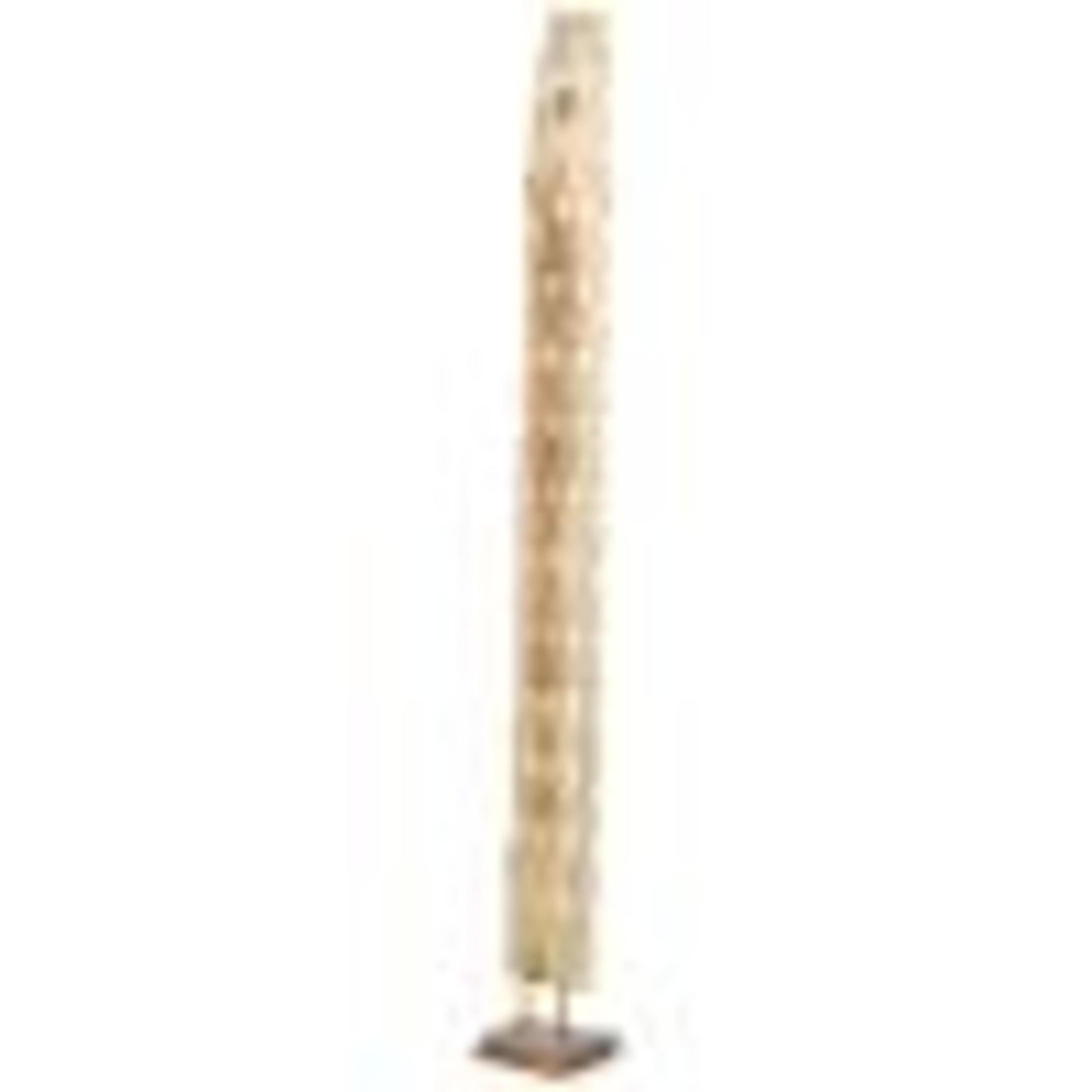 7" x 60" Brown Teak Wood Handmade Tall Floor Cutout Post Abstract Sculpture with Live Edge Base, by DecMode