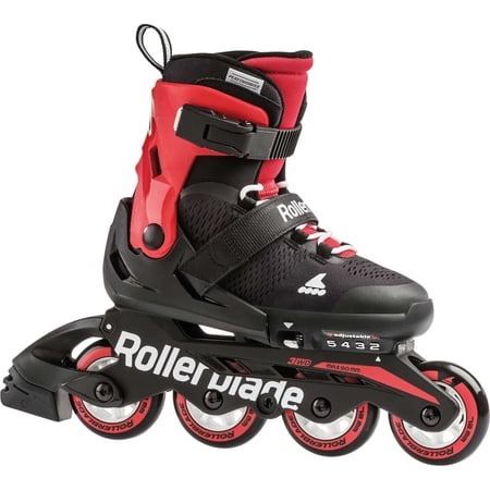 Rollerblade Microblade Boy's Adjustable Fitness Inline Skates, Black and Red, Junior, Youth Performance