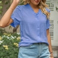 thumbnail image 7 of Fashion $15 & under Olyvenn Blouses for Women Dressy Casual Solid Color Button Down Short Sleeve Top Chiffon Elegant Stylish Summer Tunics 2025 Sky Blue 10, 7 of 7