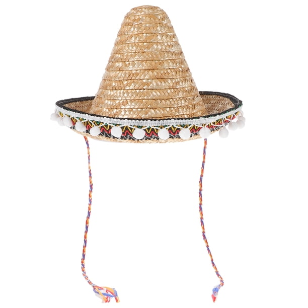 Sombrero de paja tejido, sombrero de paja para el Cinco de Mayo, sombrero decorativo, decoración para fiestas mexicanas.