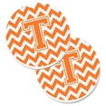 thumbnail image 1 of Lettre T Chevron Orange & Blanc Ensemble de 2 Porte-Gobelet Coaster de Voiture, 1 of 1