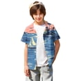 thumbnail image 3 of Abcomgle Hawaiian Shirts for Girls 7-8 Cartoon Sea&Sunset Print Beach Shirts for Boys Button Down Short Sleeve Tourist Hawaii Shirts,Dark Blue,9-10Years, 3 of 5